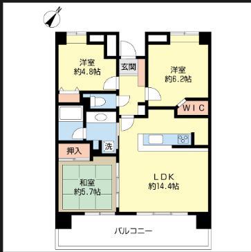 ルイシャトレ船橋本町(3LDK/4階)の間取り写真
