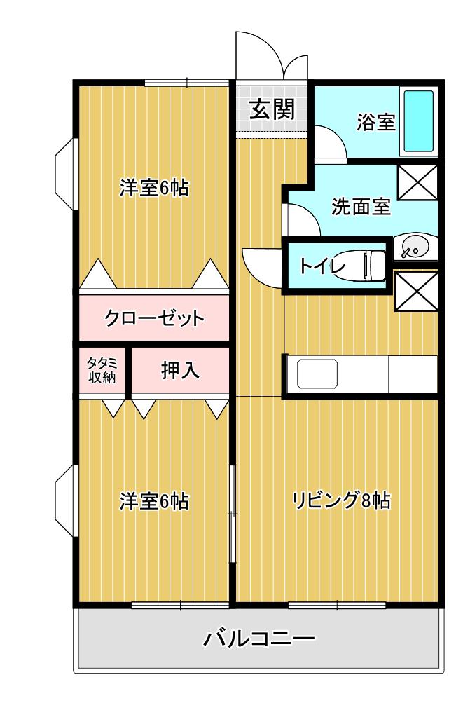 ベルビュー習志野台A棟(2LDK/1階)の間取り写真