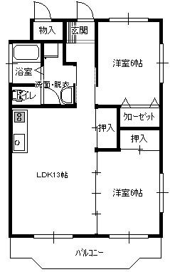 サンシティ雅(2LDK/3階)の間取り写真