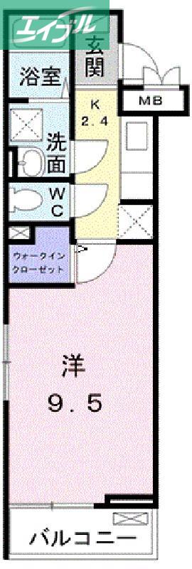 パルフェット島田本町(1K/3階)の間取り写真