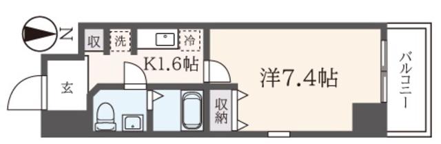 ロジェ府中(1K/2階)の間取り写真