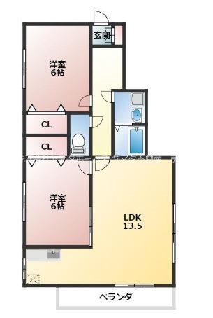 MIKIハイツⅡ(2LDK/1階)の間取り写真