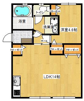 ブロッサムビル(1LDK/1階)の間取り写真