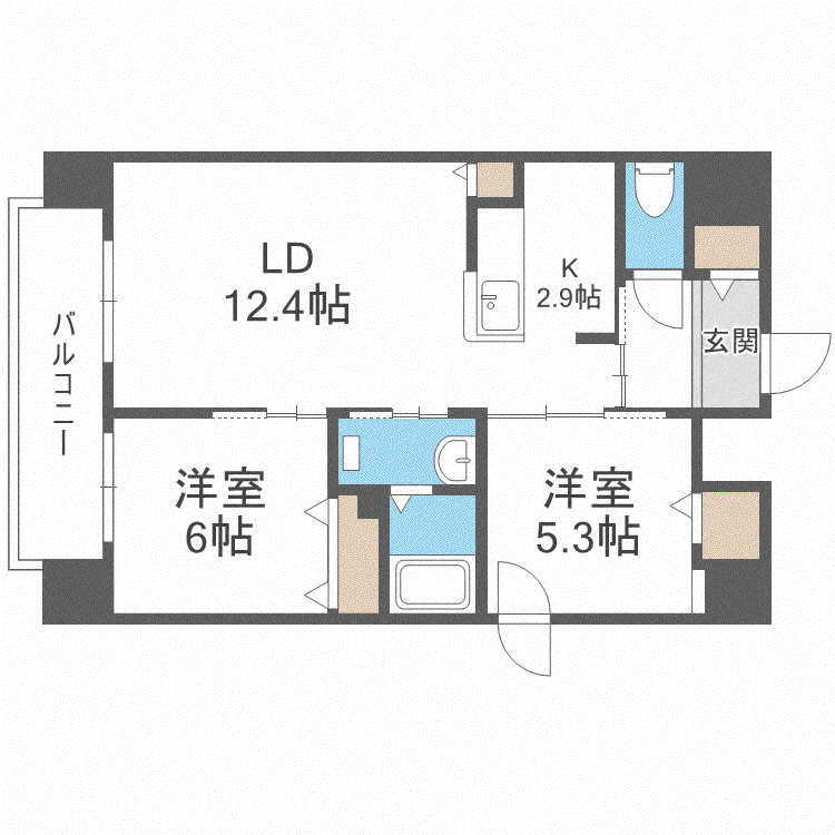 PARTIRE 桑園(2LDK/9階)の間取り写真