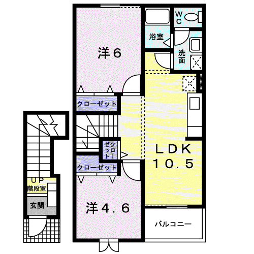 ミニヨンA(2LDK/2階)の間取り写真