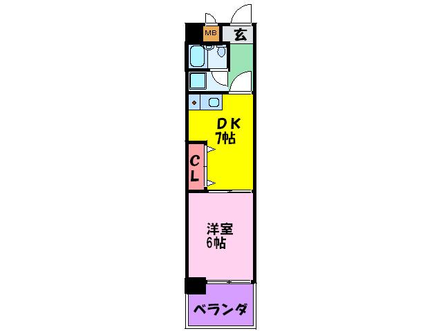 ユイット旭(1DK/2階)の間取り写真