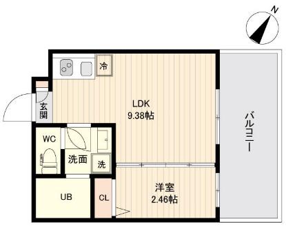 ラクラス三軒茶屋(1LDK/4階)の間取り写真