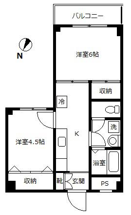 シルキーハイツ(2K/4階)の間取り写真