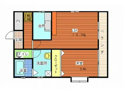 プランタン坪井(1LDK/4階)の間取り写真