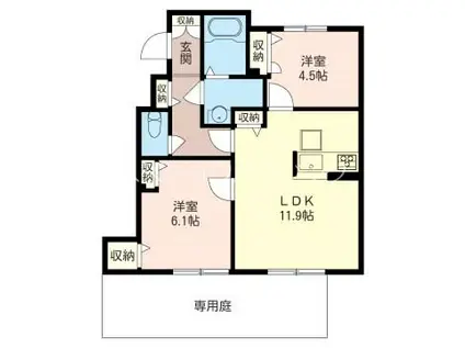 ラヴィエール II(2LDK/1階)の間取り写真