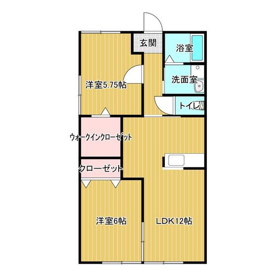 パークハイム直江(2LDK/1階)の間取り写真