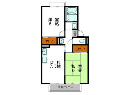 ドミール エイム(2DK/1階)の間取り写真