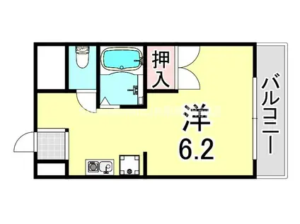 エンデバー武庫之荘(ワンルーム/1階)の間取り写真