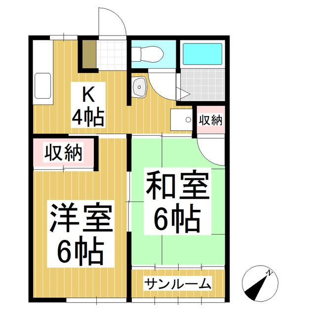 メゾンフルール(2K/2階)の間取り写真