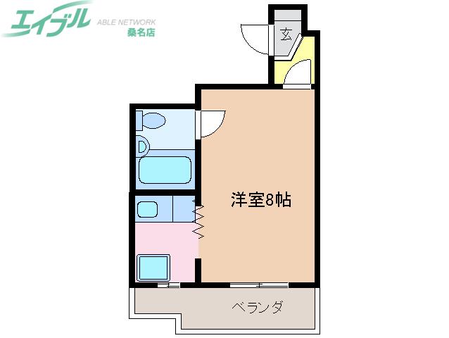 メゾンくわなM1(1K/4階)の間取り写真