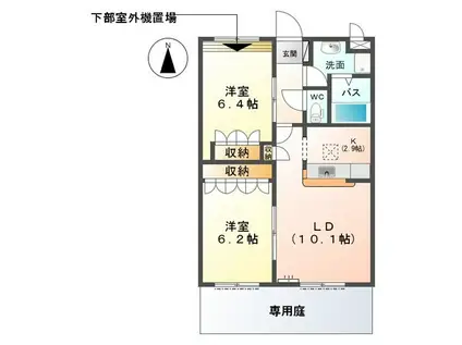ソレイユ参番館(2LDK/1階)の間取り写真