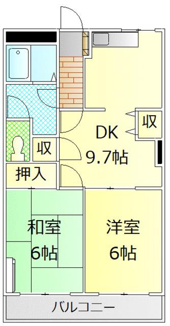 モントレーツチヤA(2LDK/2階)の間取り写真