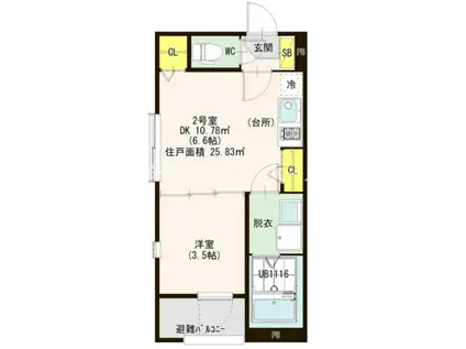 LE・ANGE 壱番館(1DK/3階)の間取り写真