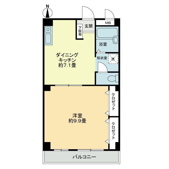 フィネス秋桜(1DK/2階)の間取り写真