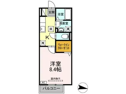 ブランドール(1K/1階)の間取り写真