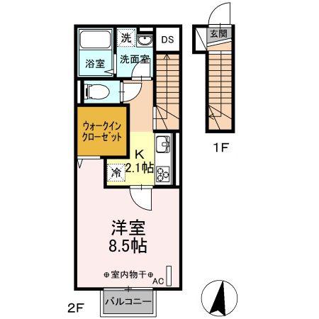 D-CLIMB(1K/2階)の間取り写真