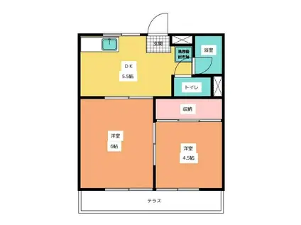 サンハイツ綾野A(2DK/2階)の間取り写真