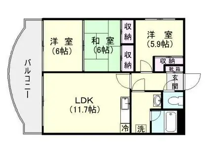 サンモール(3LDK/3階)の間取り写真