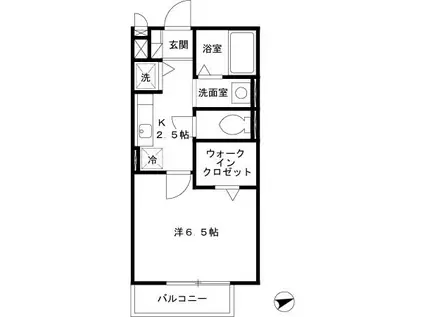 ルピナス B棟(1K/1階)の間取り写真