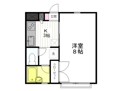 木町春ハイツ(1K/4階)の間取り写真