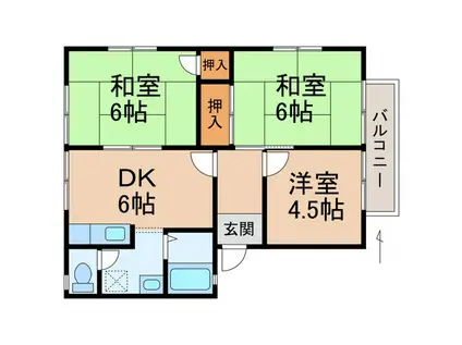 グリーンフル梅田(3DK/2階)の間取り写真