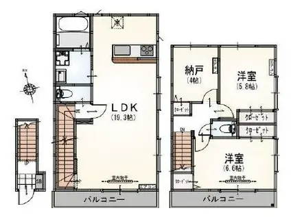 LA R SIDENCE CHIC(2SLDK/2階)の間取り写真