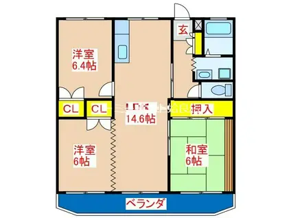 ROSE向井(3LDK/4階)の間取り写真