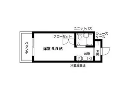 パピリオ・花の木(ワンルーム/1階)の間取り写真