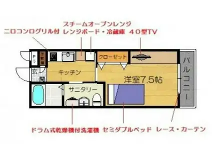 フィオレ(1K/1階)の間取り写真