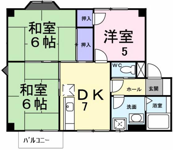 プラドール佐方(3DK/2階)の間取り写真