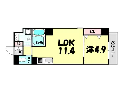 アルカディア(1LDK/2階)の間取り写真