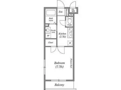 JM高輪レジデンス(1K/2階)の間取り写真