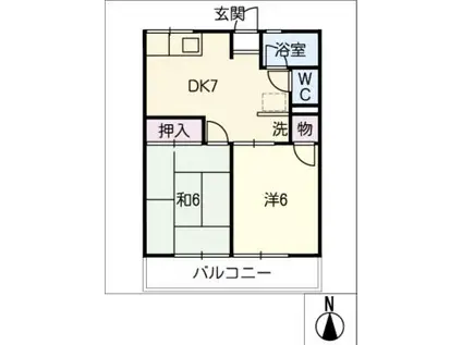 シティハイム中村(2DK/2階)の間取り写真