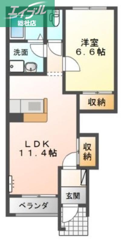 ソレアードハイムA棟(1LDK/1階)の間取り写真