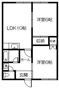 ブルックリン・イースト(2LDK/2階)の間取り写真