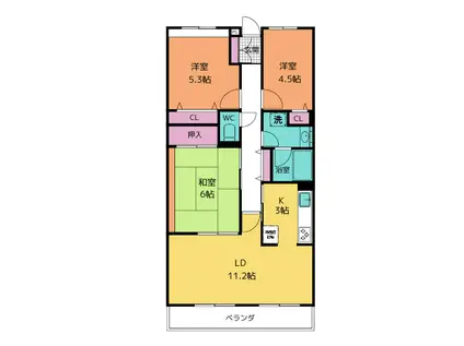 コスモ金沢文庫ルシード(3LDK/3階)の間取り写真