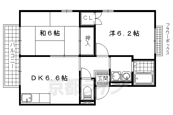 エステートピア松英II(2DK/2階)の間取り写真