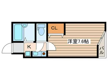 ベルシティ堤町(1K/3階)の間取り写真