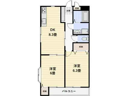 メゾンピア(2DK/1階)の間取り写真