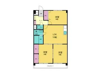 ソレイユ朝宮(3LDK/4階)の間取り写真