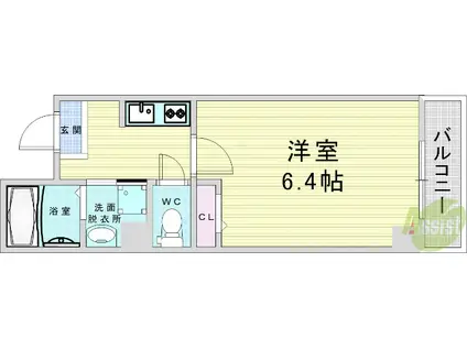 グランパシフィック姫里(1K/5階)の間取り写真