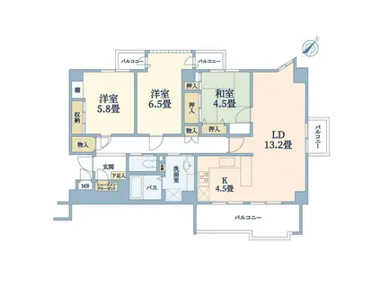 甲南コーポラス(3LDK/7階)の間取り写真