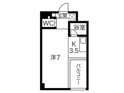 クレイタスパークIII(ワンルーム/3階)の間取り写真