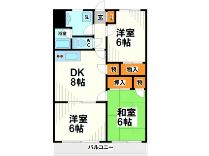 スプランドゥール国領(3DK/2階)の間取り写真