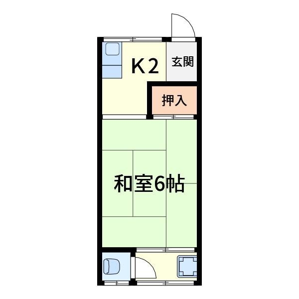 天川荘(1K/2階)の間取り写真